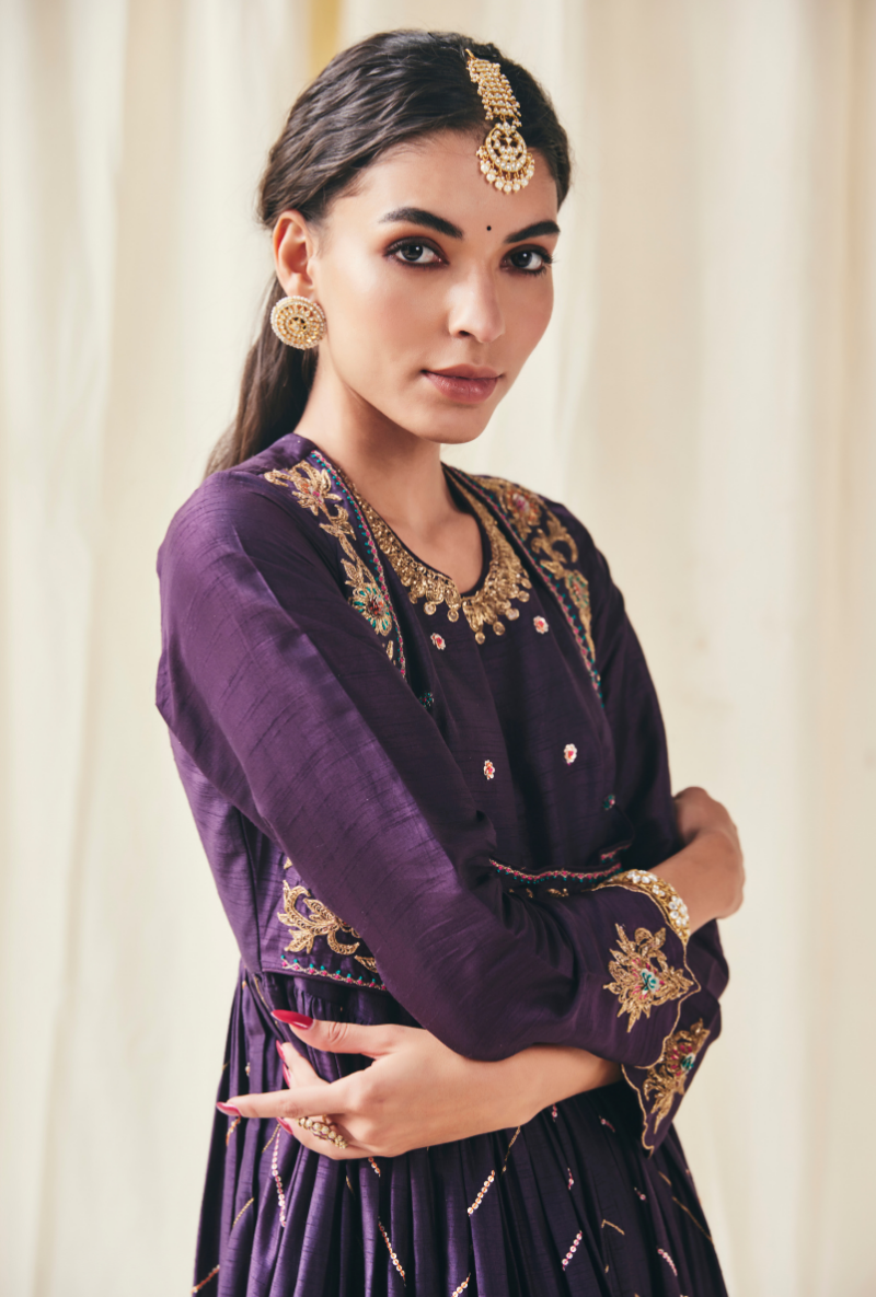 Purple Poshak Meera Anarkali Set