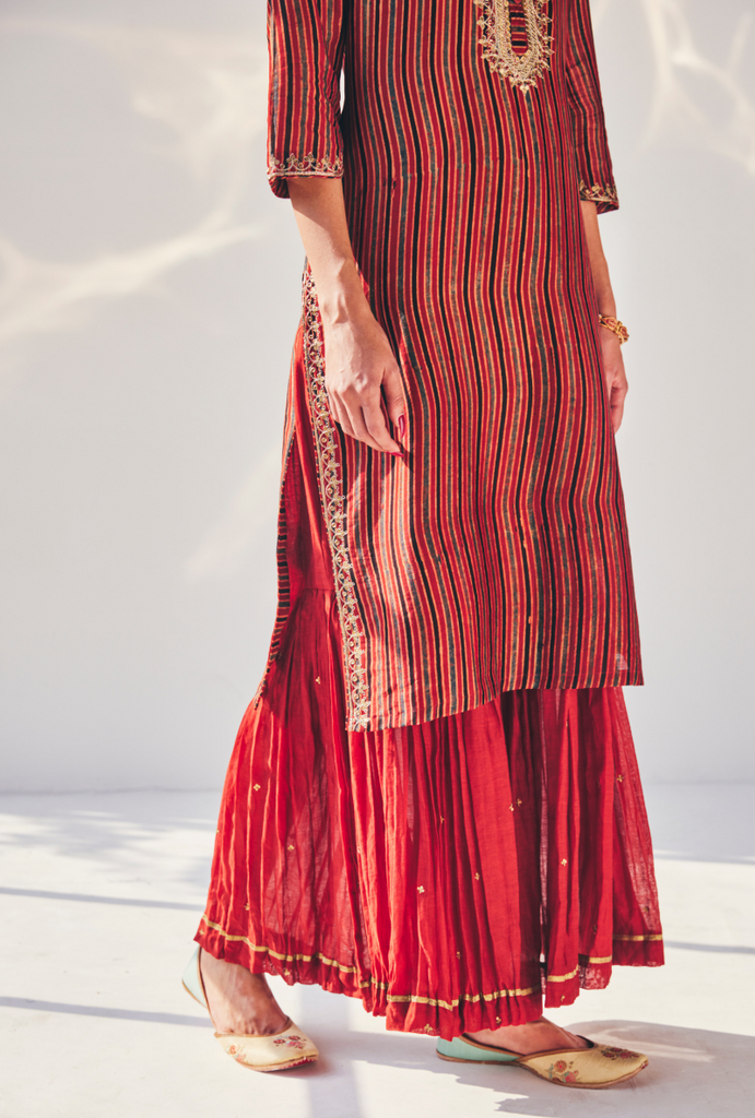 Red Stripes Fiza Kurta Set