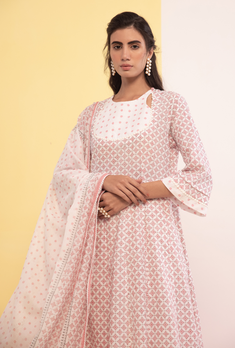 Pink Cotton Candy Anarkali Kurta Set