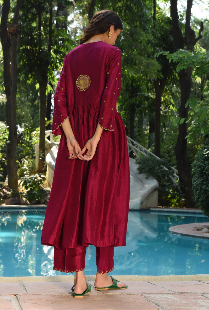 Wine Mandala Kurta Set