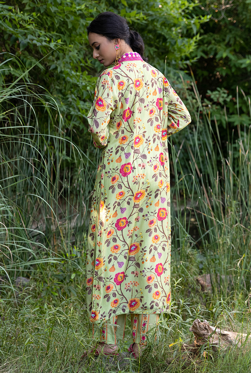 Green Overlap Neckline Amaaya Kurta Set