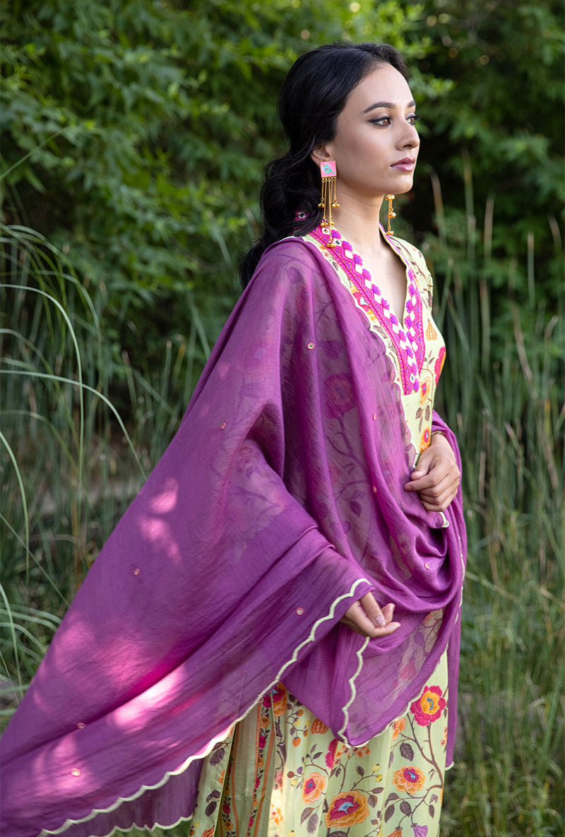 Green Overlap Neckline Amaaya Kurta Set