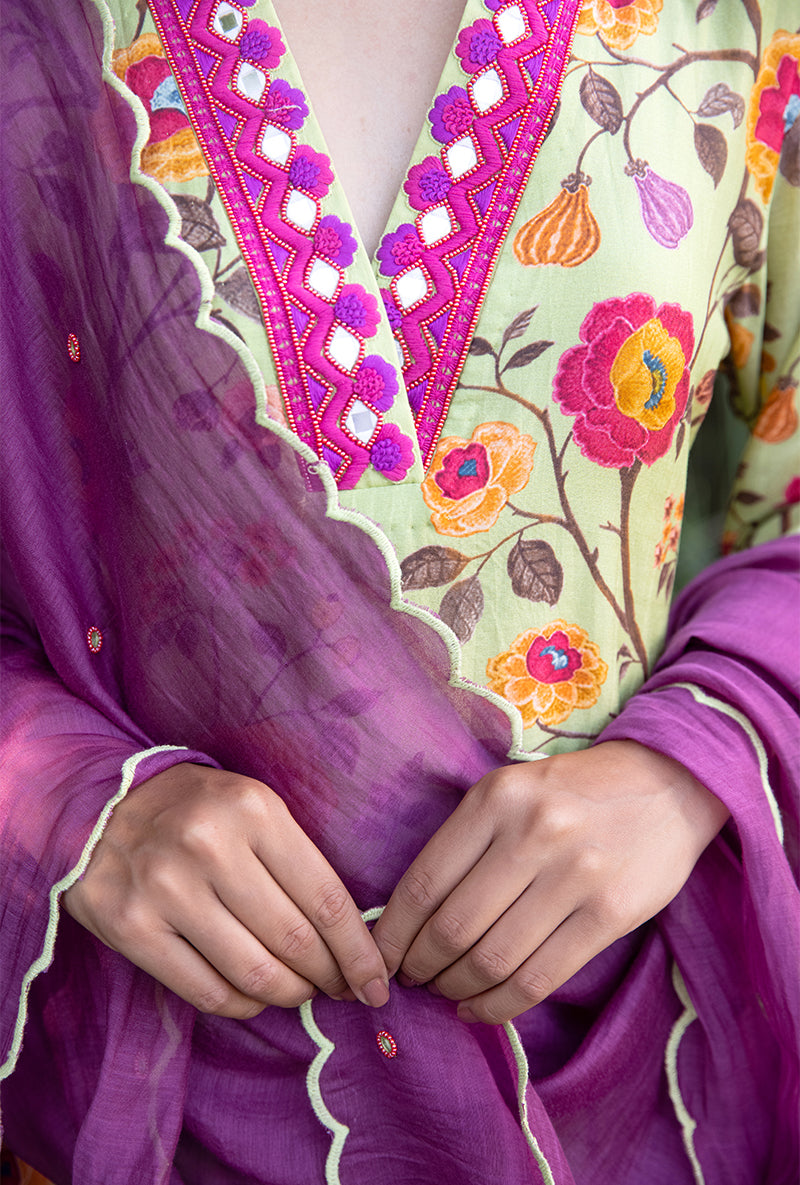 Green Overlap Neckline Amaaya Kurta Set