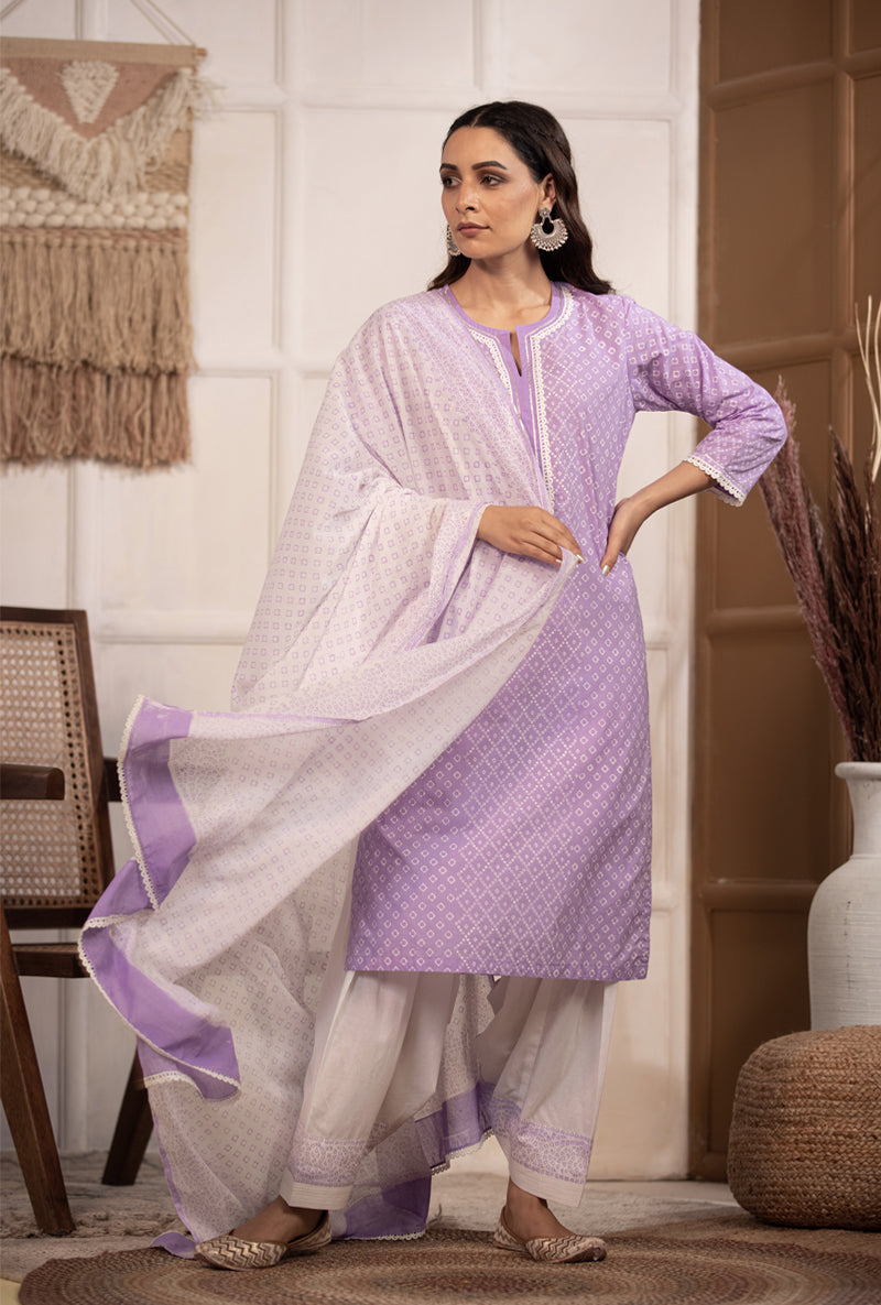 Lilac Bandhej Salwar Set