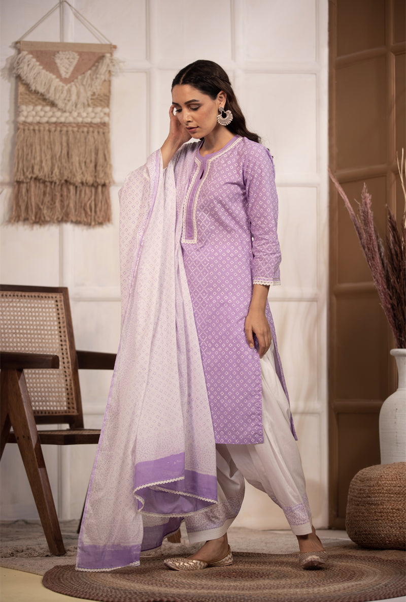 Lilac Bandhej Salwar Set