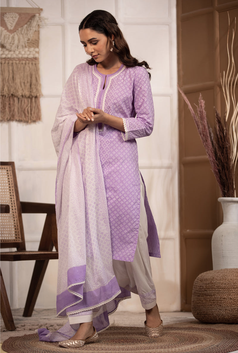 Lilac Bandhej Salwar Set