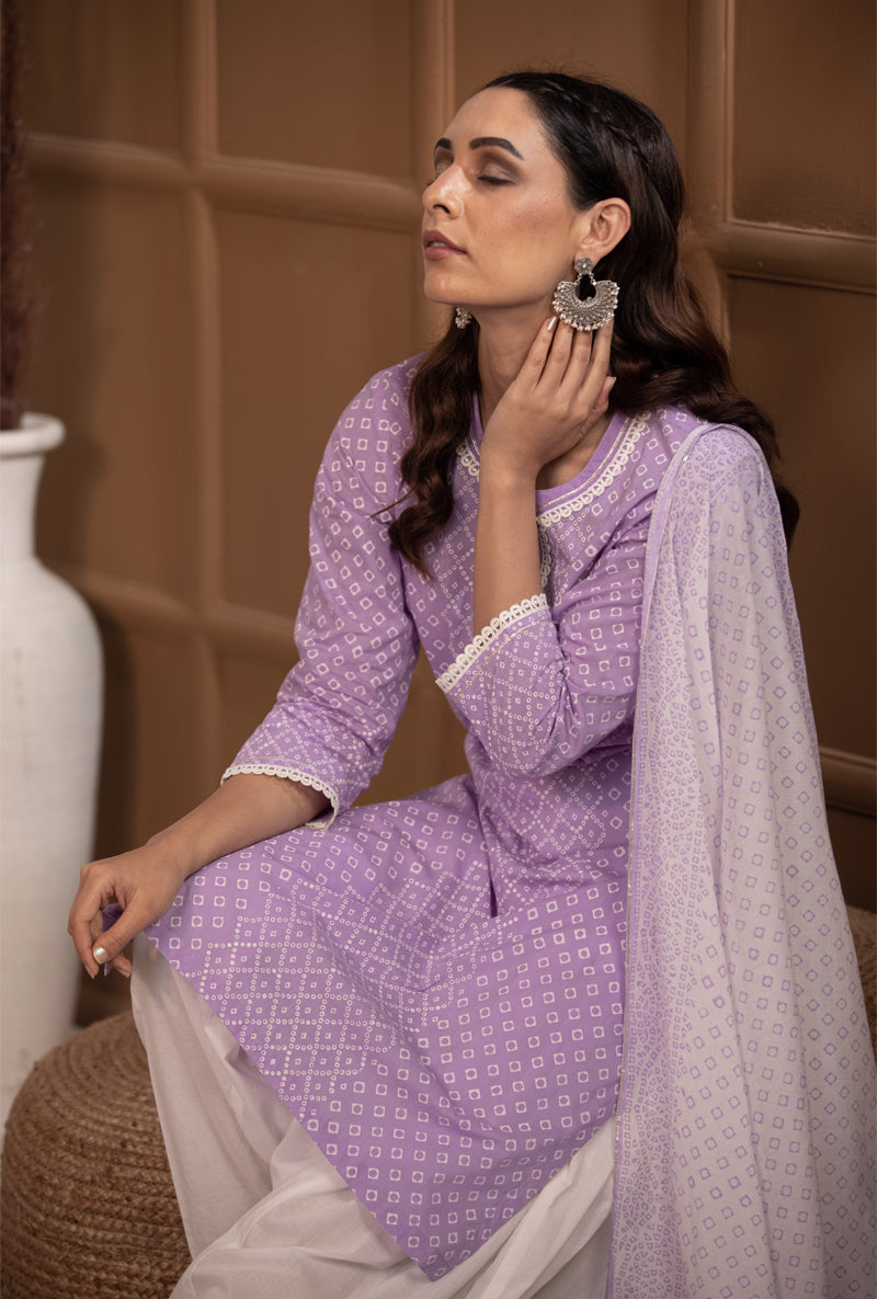 Lilac Bandhej Salwar Set