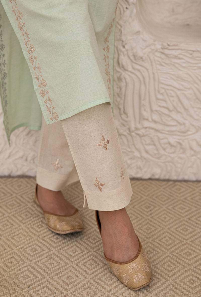 Mint Green Straight Kaftan Cut Tahira Kurta Set