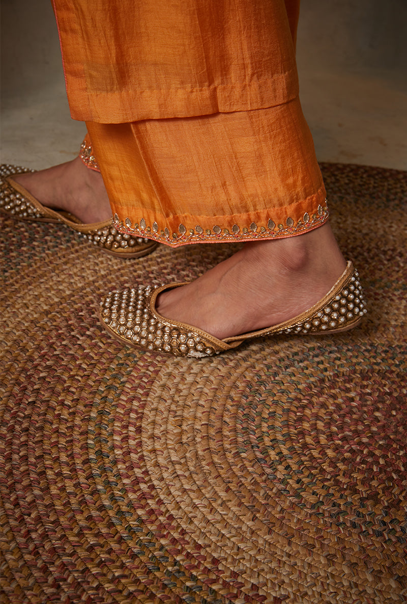 Orange Square Yoke Mahi Kurta Set