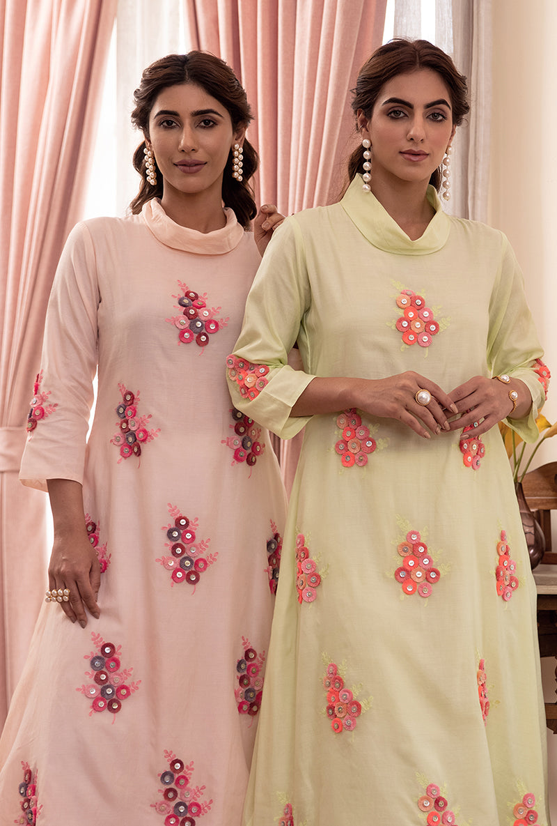 Pink Cowl Akai Tunic Set