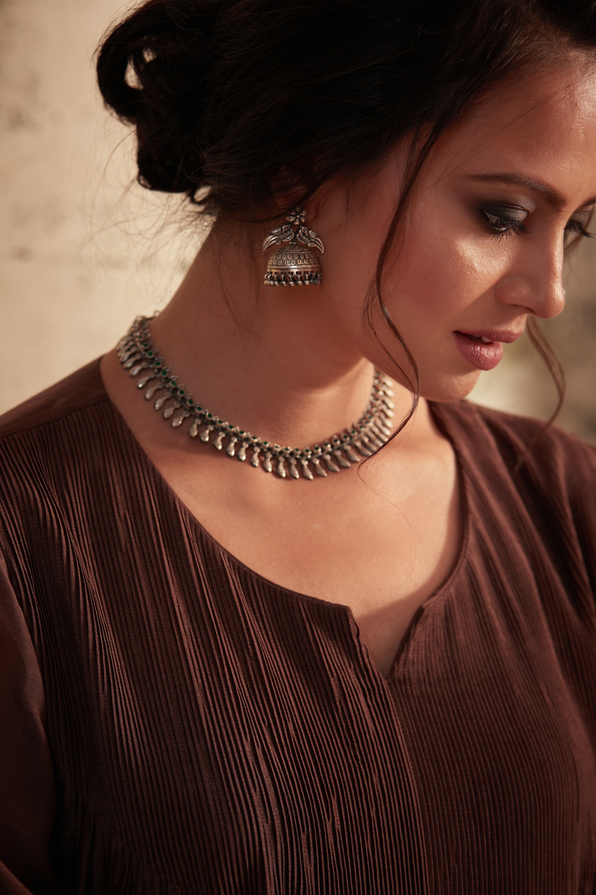 Taupe Pintuck Inaya Kurta Set