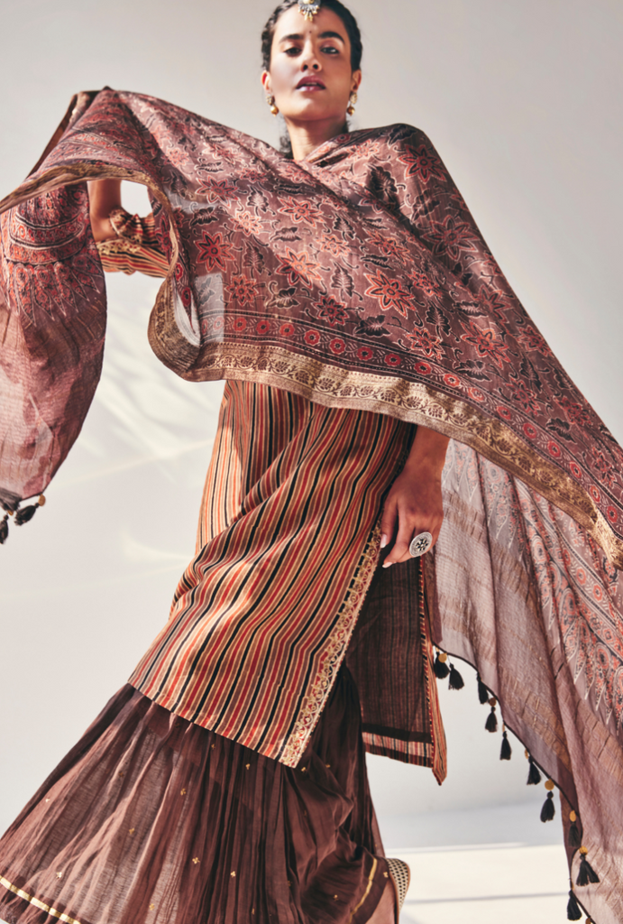 Brown Stripes Fiza Kurta Set