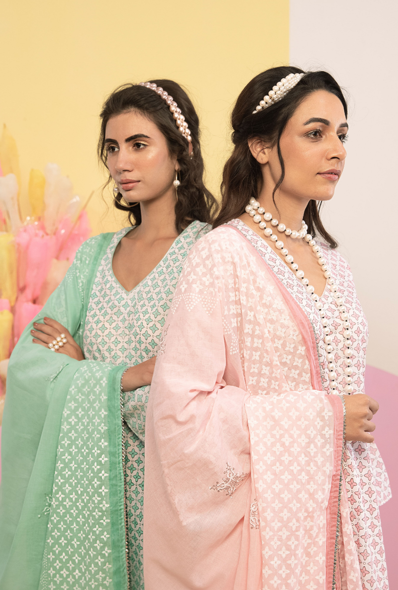 Pink Cotton Candy Frill Sleeve Kurta Set