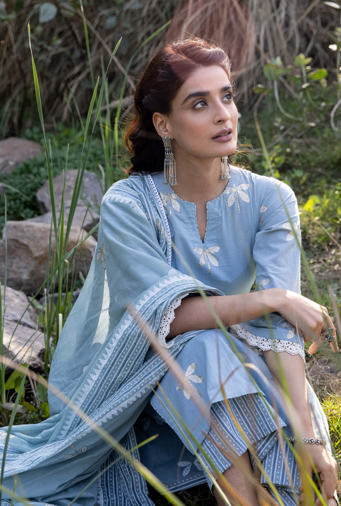 Blue Titlie Straight Kurta Set