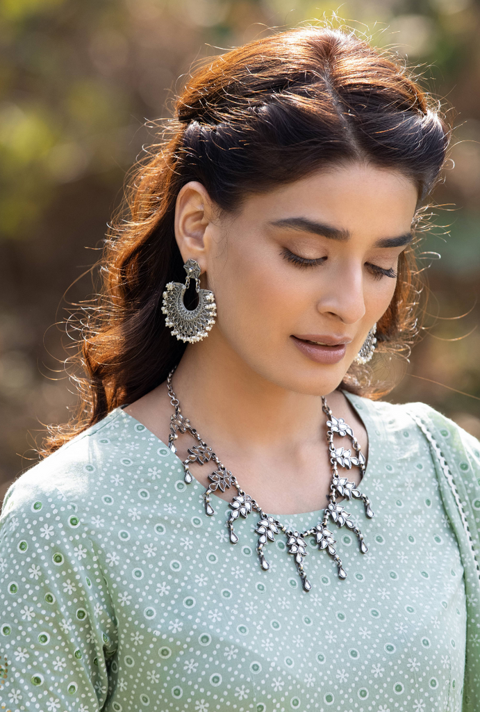 Green Frill Sleeve Titlie Anarkali Set