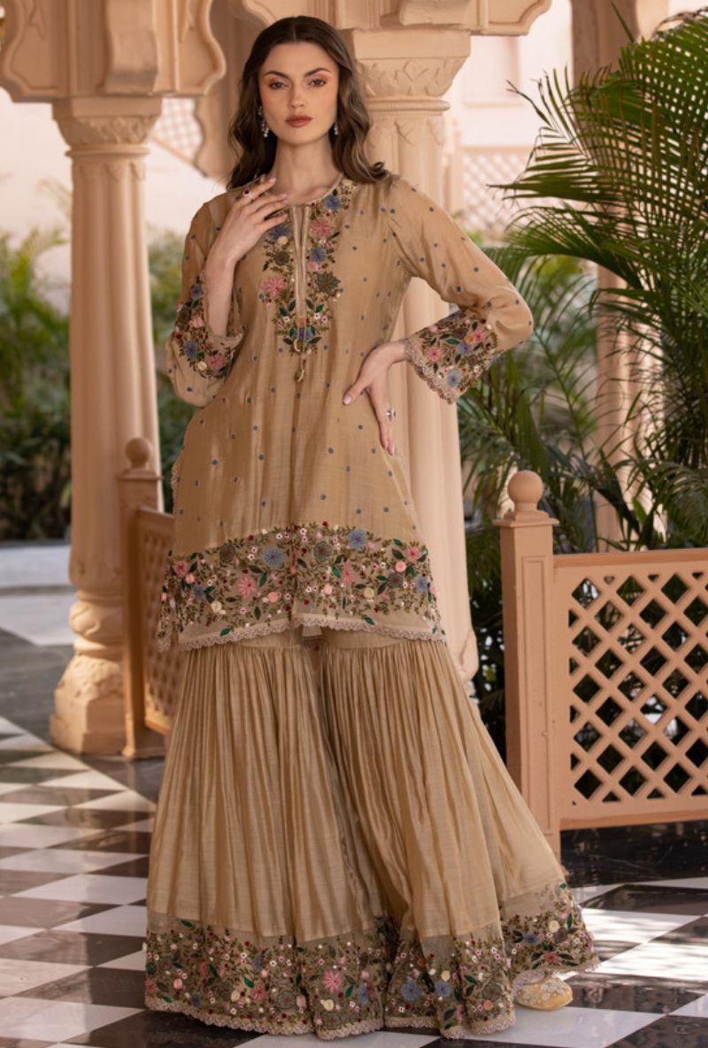 Beige Orchid Sahiba Gharara Set