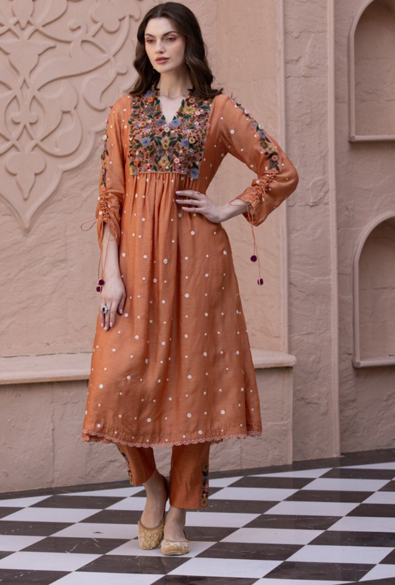 Peach Orchid Frockstyle Sahiba Kurta Set