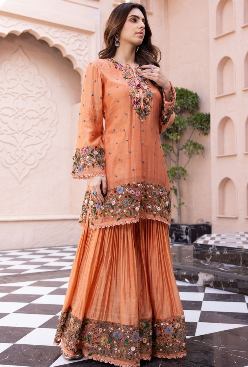 Peach Orchid Sahiba Gharara Set