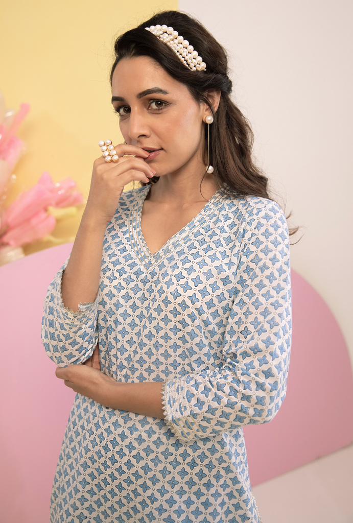 Blue Cotton Candy Gharara Set