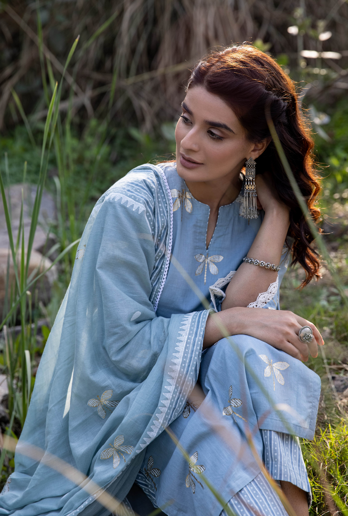 Blue Titlie Straight Kurta Set