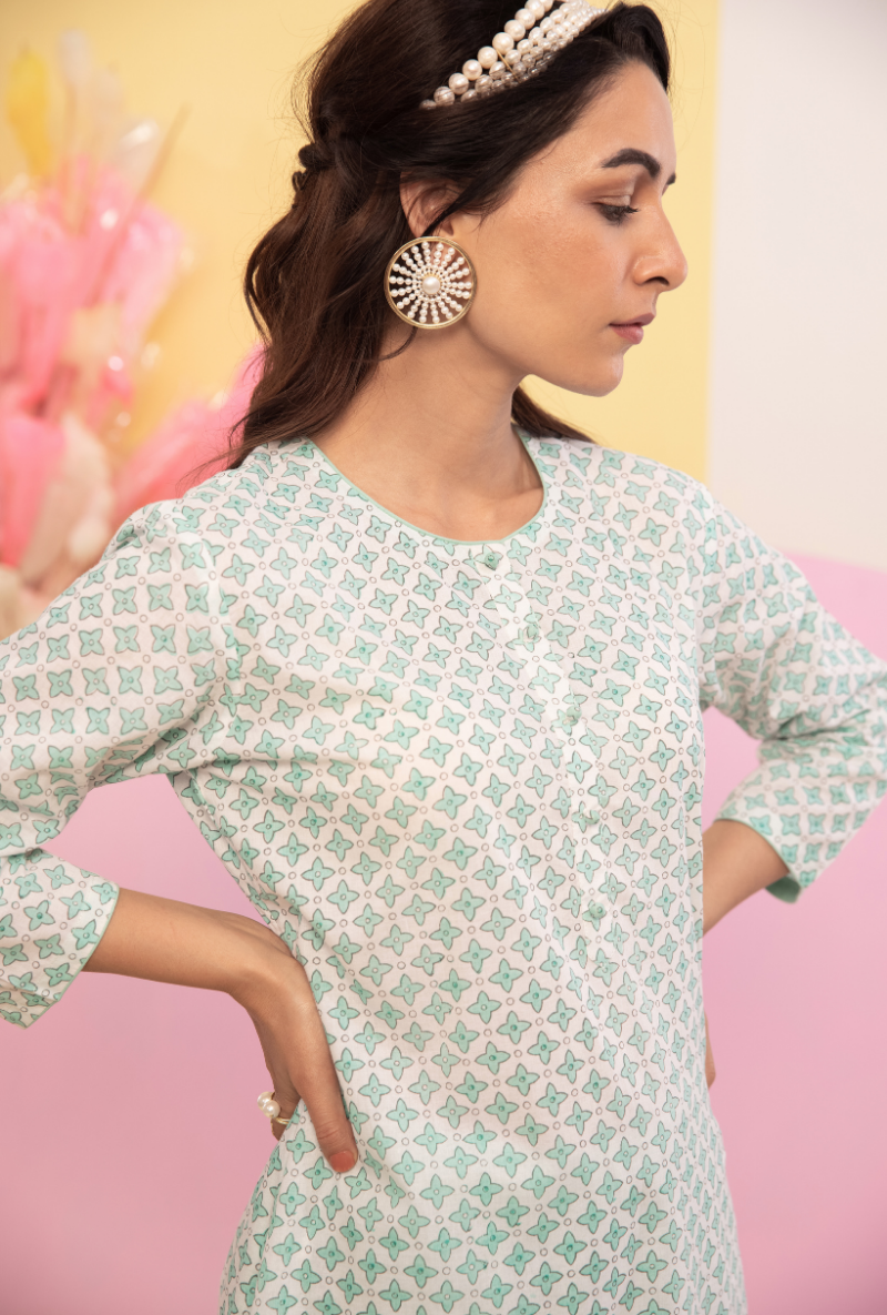 Aqua Cotton Candy Salwar Kurta Set