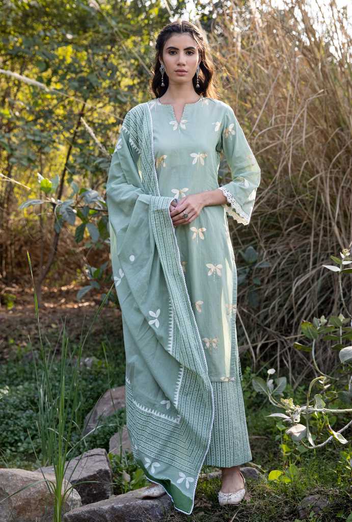 Green Titlie Straight Kurta Set