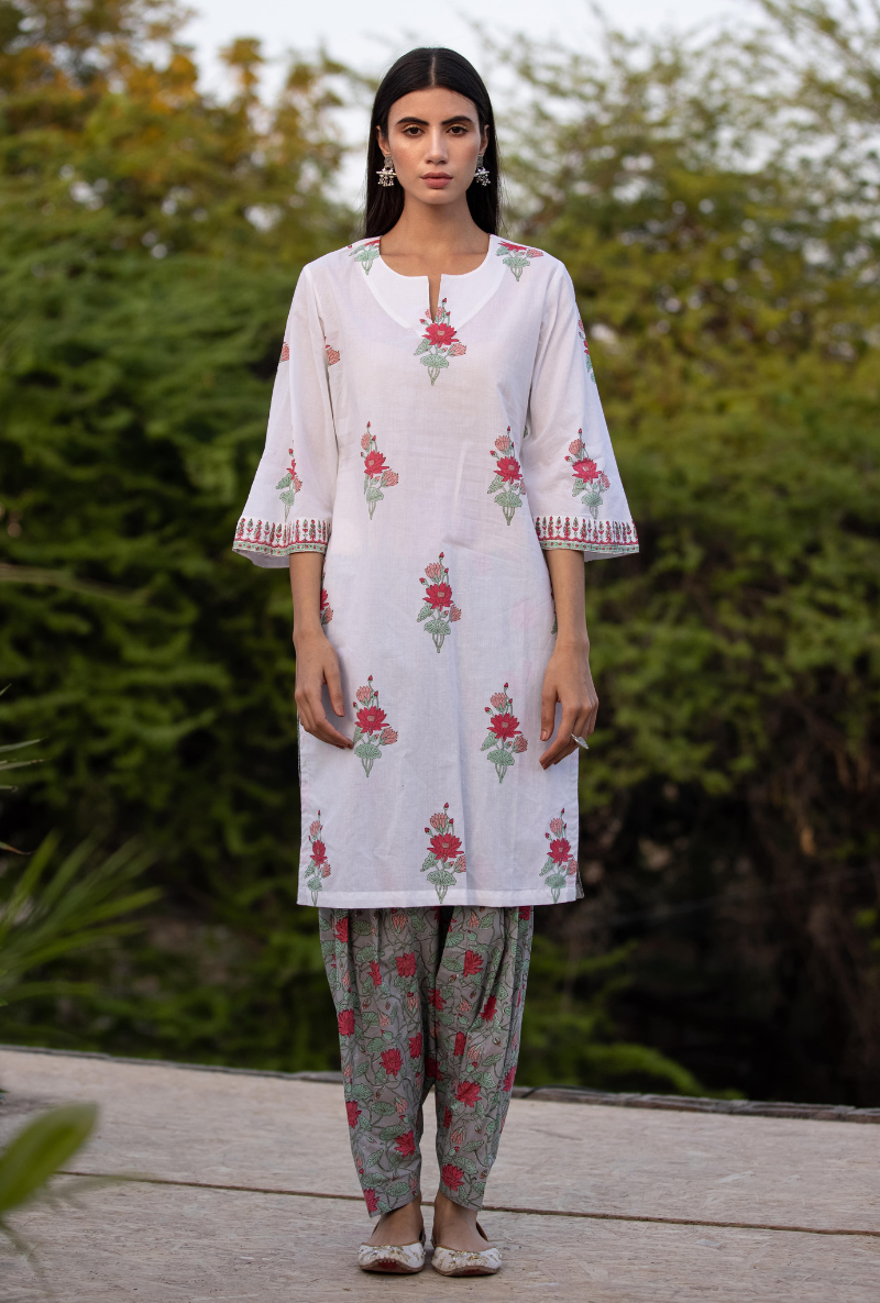 Ivory/Grey Pankhuri Salwar Kurta Set