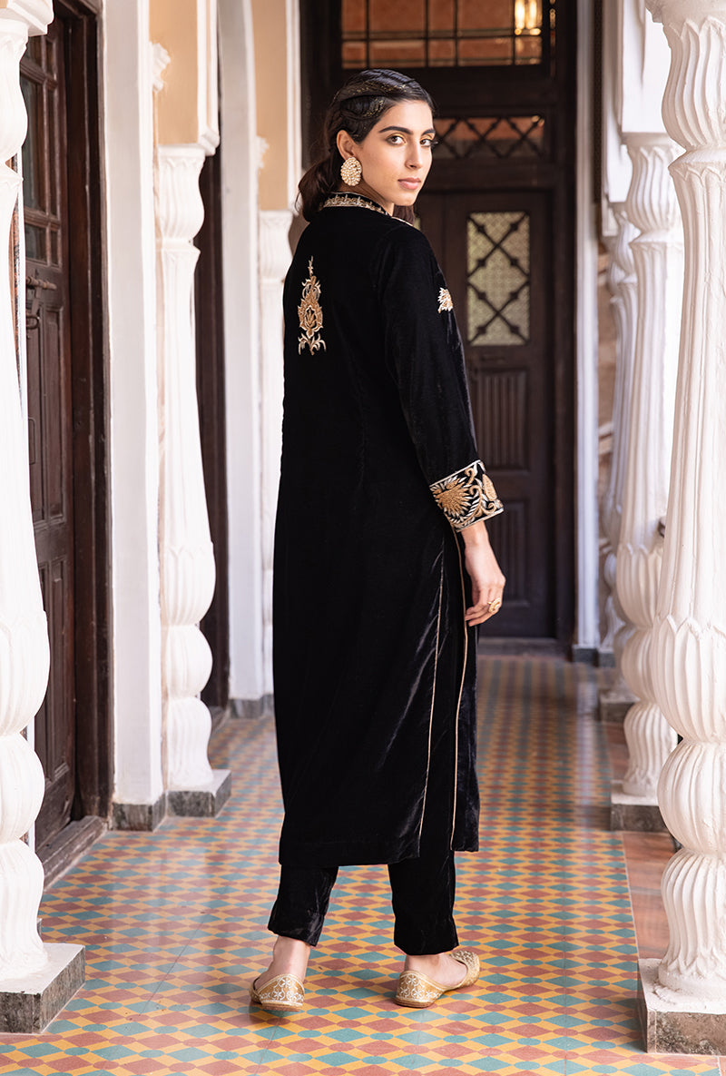 Black Sherwani Jacket Aarzoo Kurta Set