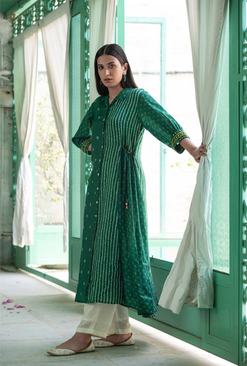 Green Shirt Tunic Nura Kurta Set