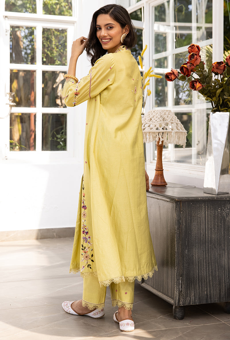 Green French Knot Pocket Style Suhaani Kurta Set