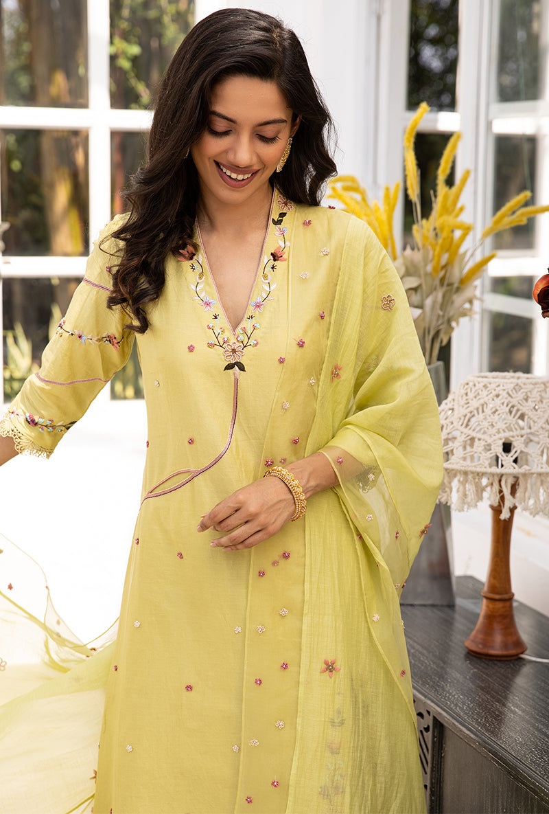 Green French Knot Pocket Style Suhaani Kurta Set