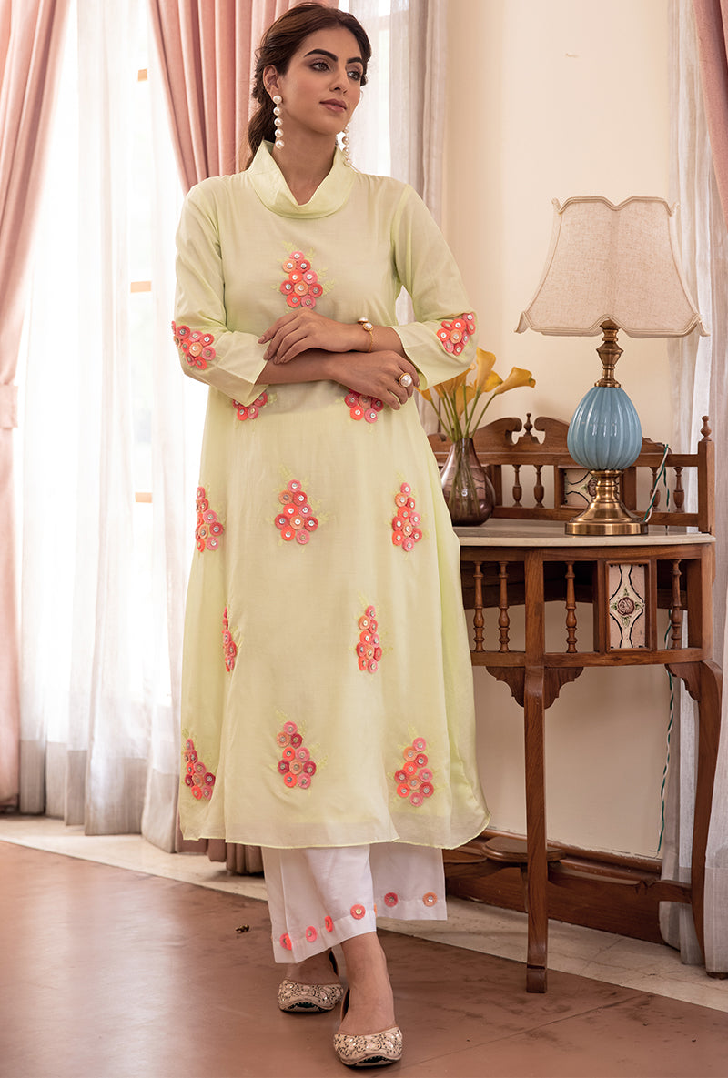 Mint Green Cowl Akai Tunic Set