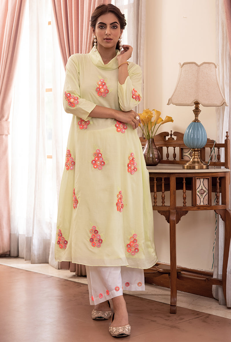 Mint Green Cowl Akai Tunic Set