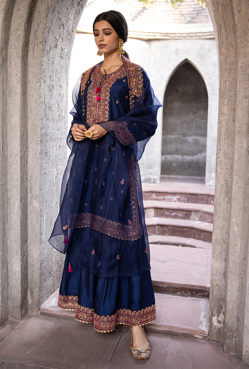 Navy Gharara Ulfat Set