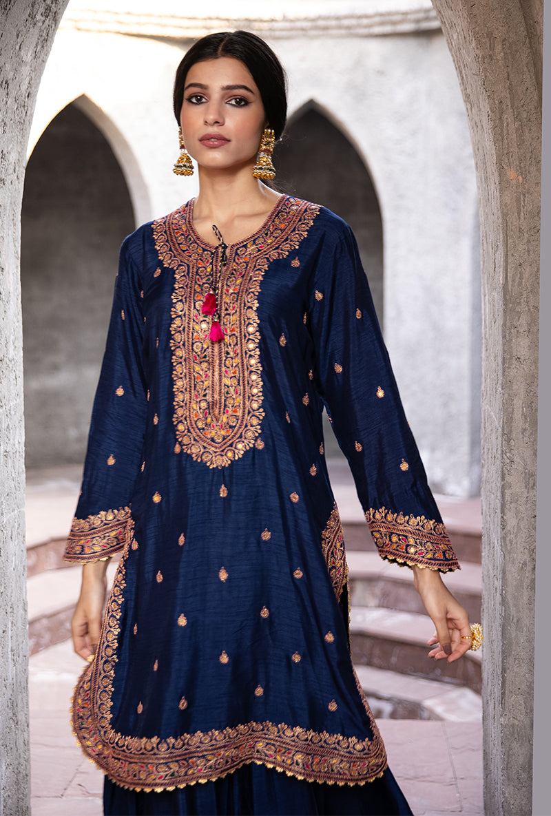 Navy Gharara Ulfat Set