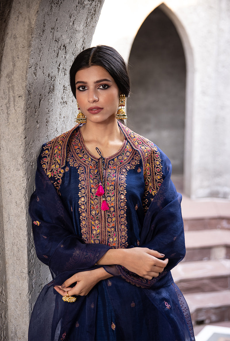 Navy Gharara Ulfat Set