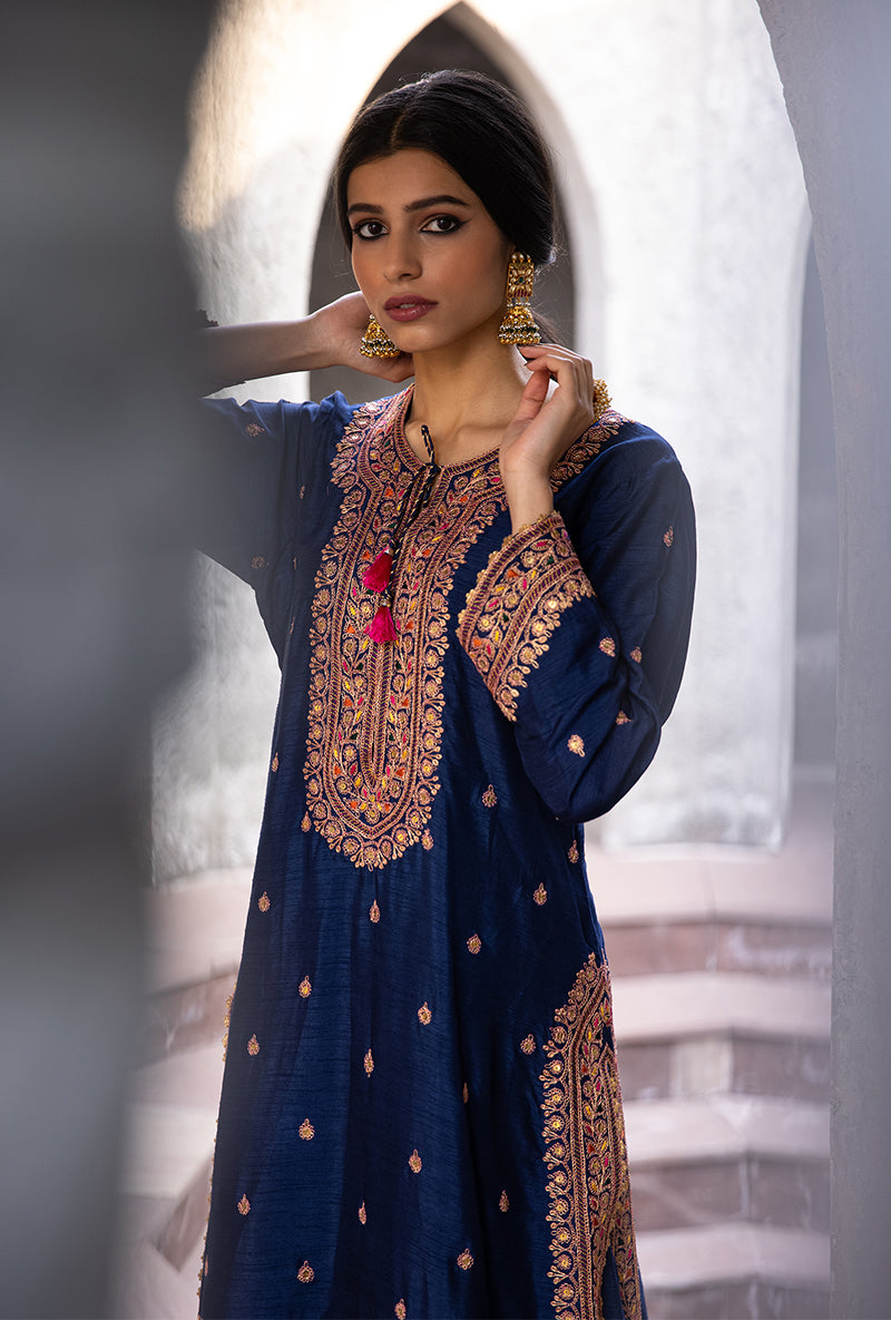 Navy Gharara Ulfat Set