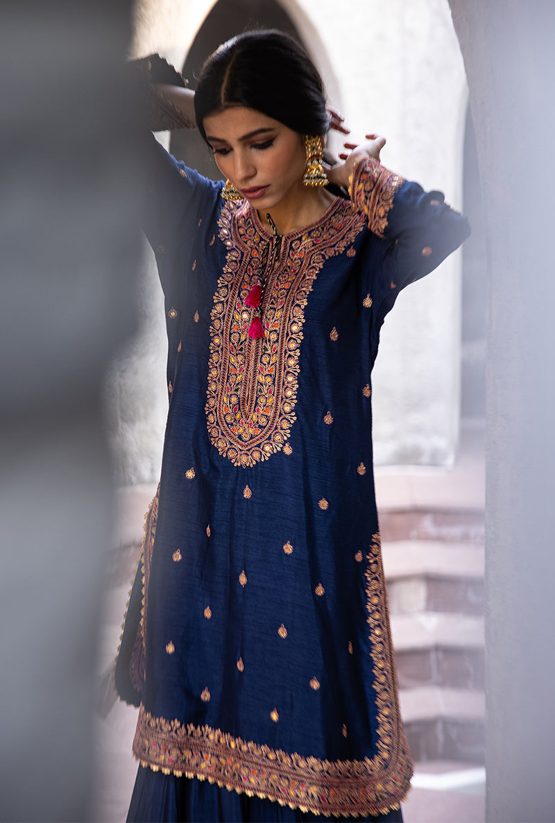 Navy Gharara Ulfat Set