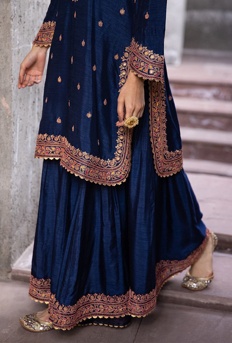 Navy Gharara Ulfat Set