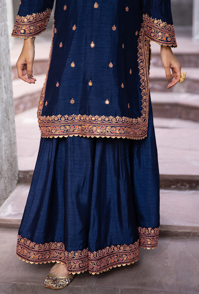 Navy Gharara Ulfat Set