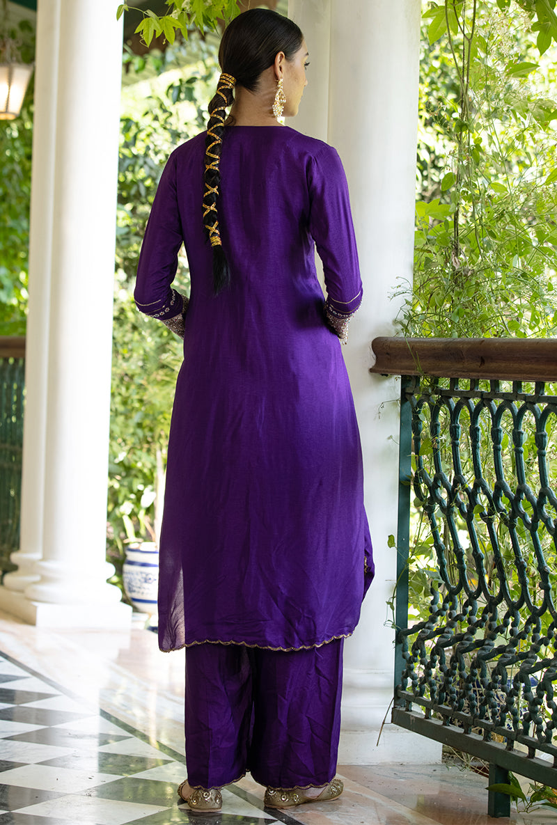 Purple Heavy Cuff Sleeve Aayat Kurta Set