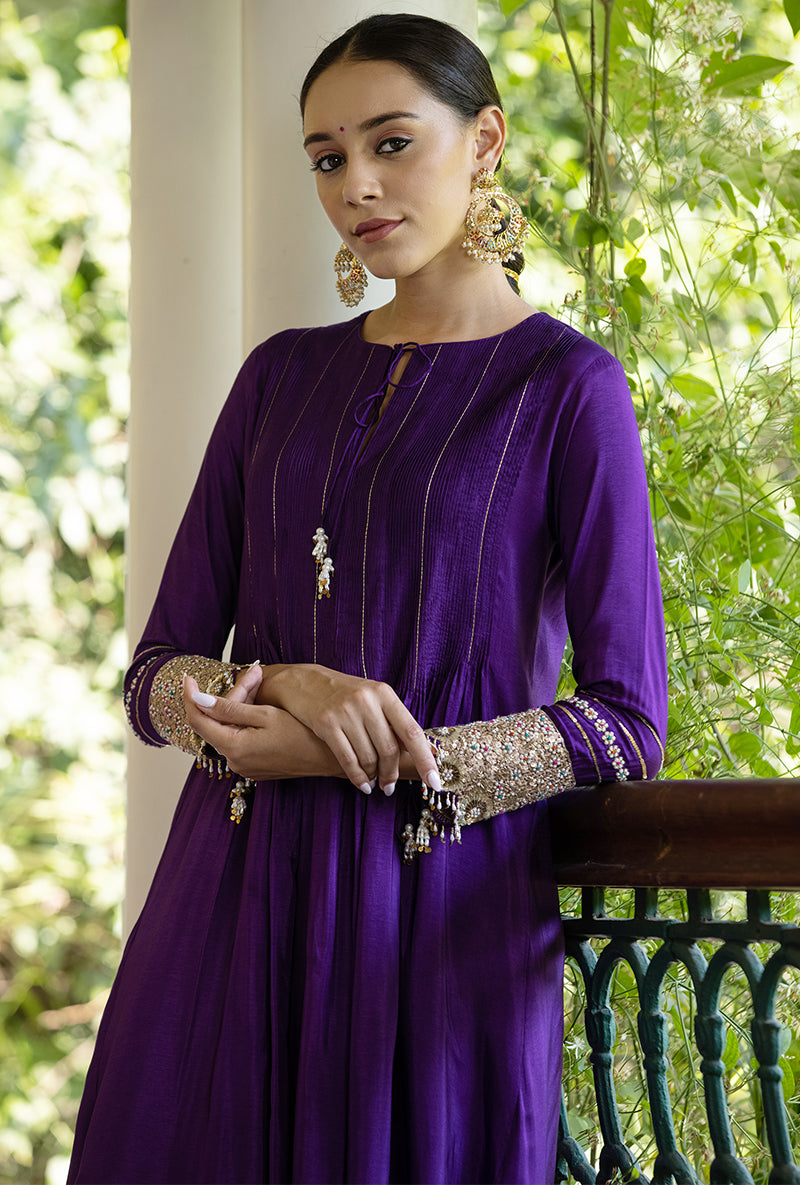 Purple Heavy Cuff Sleeve Aayat Kurta Set