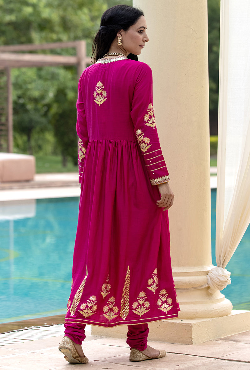 Rani Pink Mirror Yoke Haseena Kurta Set