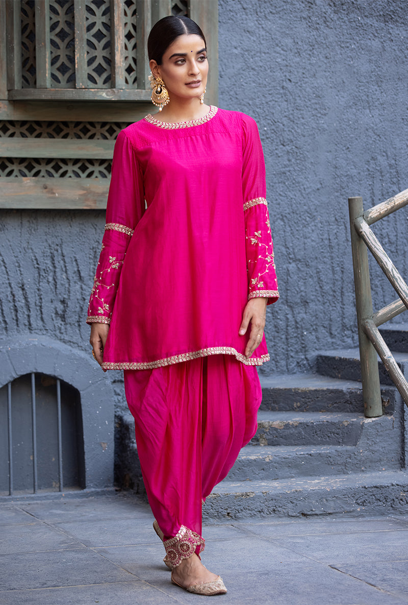 Rani Pink Zara Dhoti Kurta Set