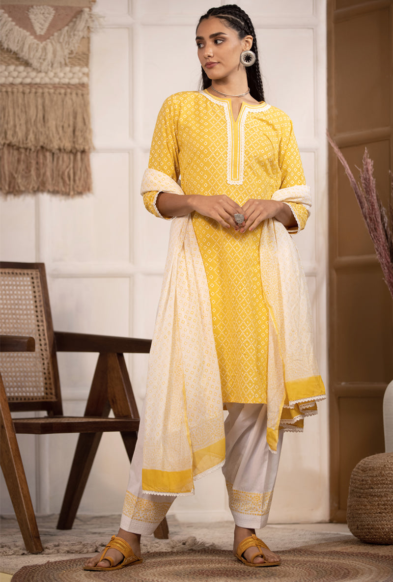 Yellow Bandhej Salwar Set