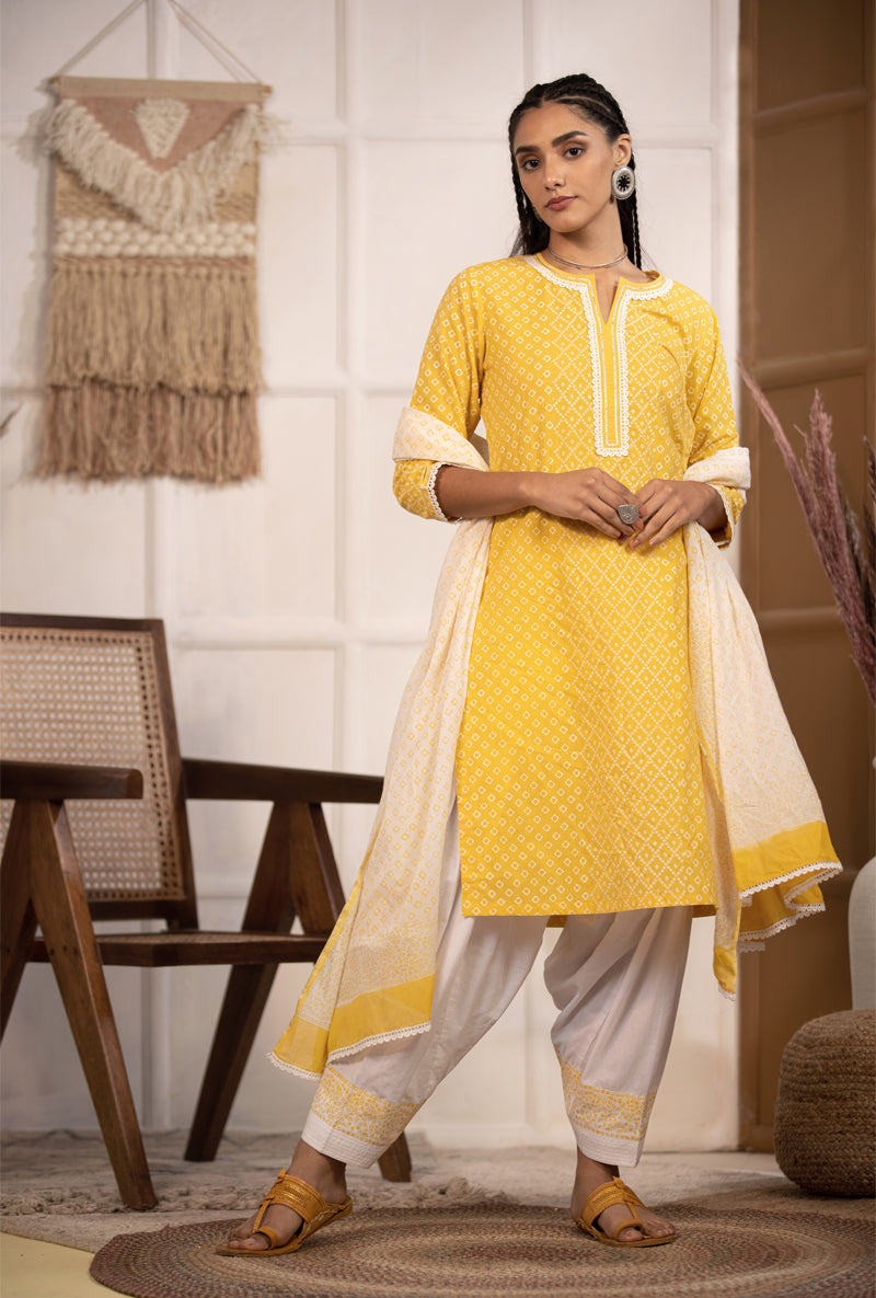 Yellow Bandhej Salwar Set