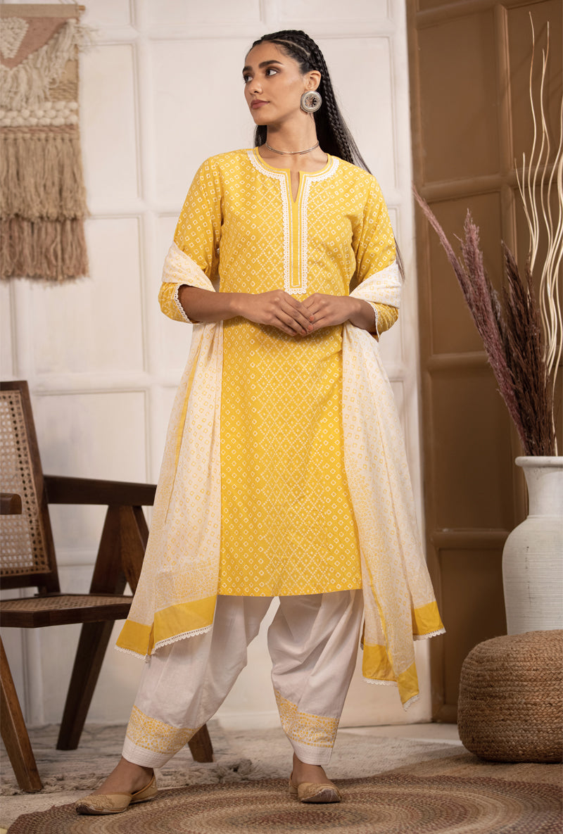 Yellow Bandhej Salwar Set