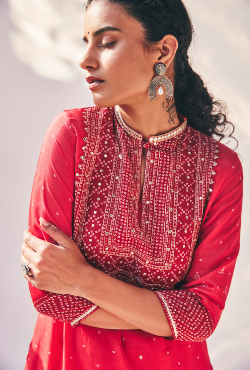 Pink Fiza Yolk Kurta Set