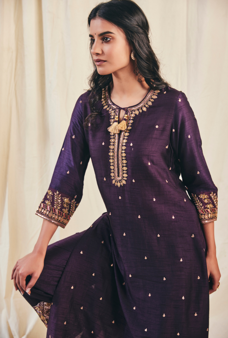 Deep Purple Noor Farshi Meera Kurta Set
