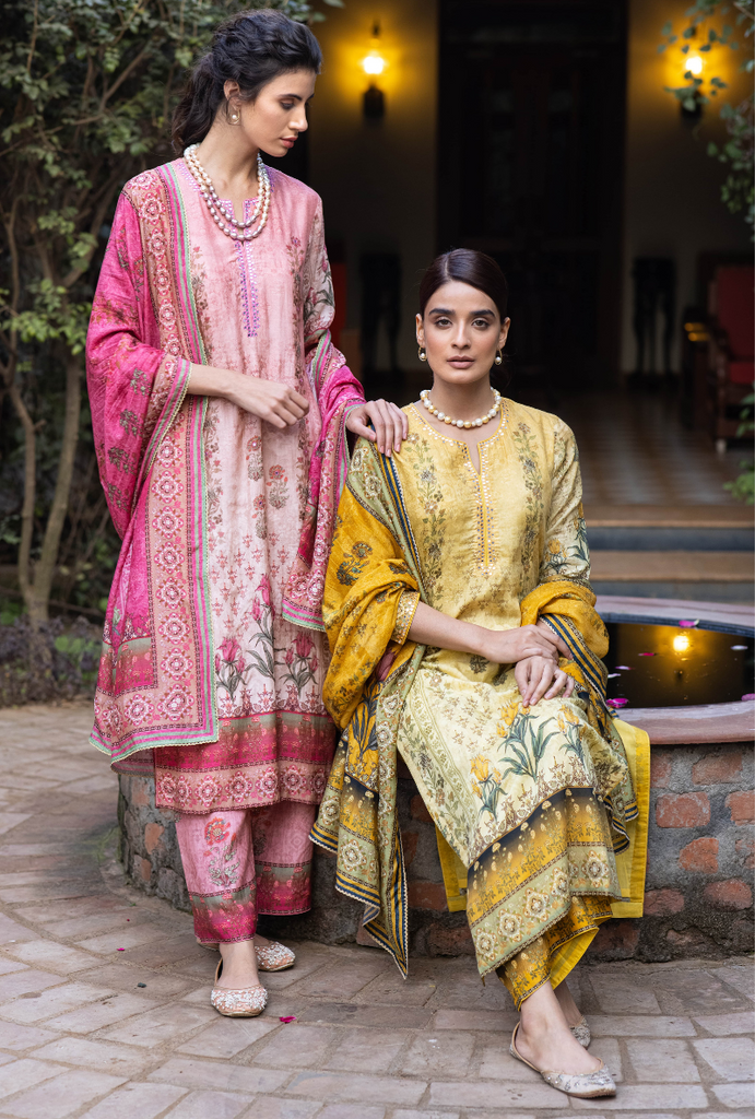 Pink Mirror Work Malang Kurta Set